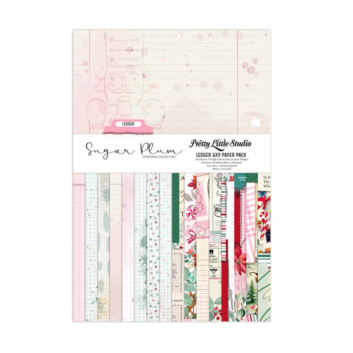 Pretty Little Studio - Wholesale Scrapbook - Sugar Plum 6x9 LEDGER Paper Pack (Single-Sided)