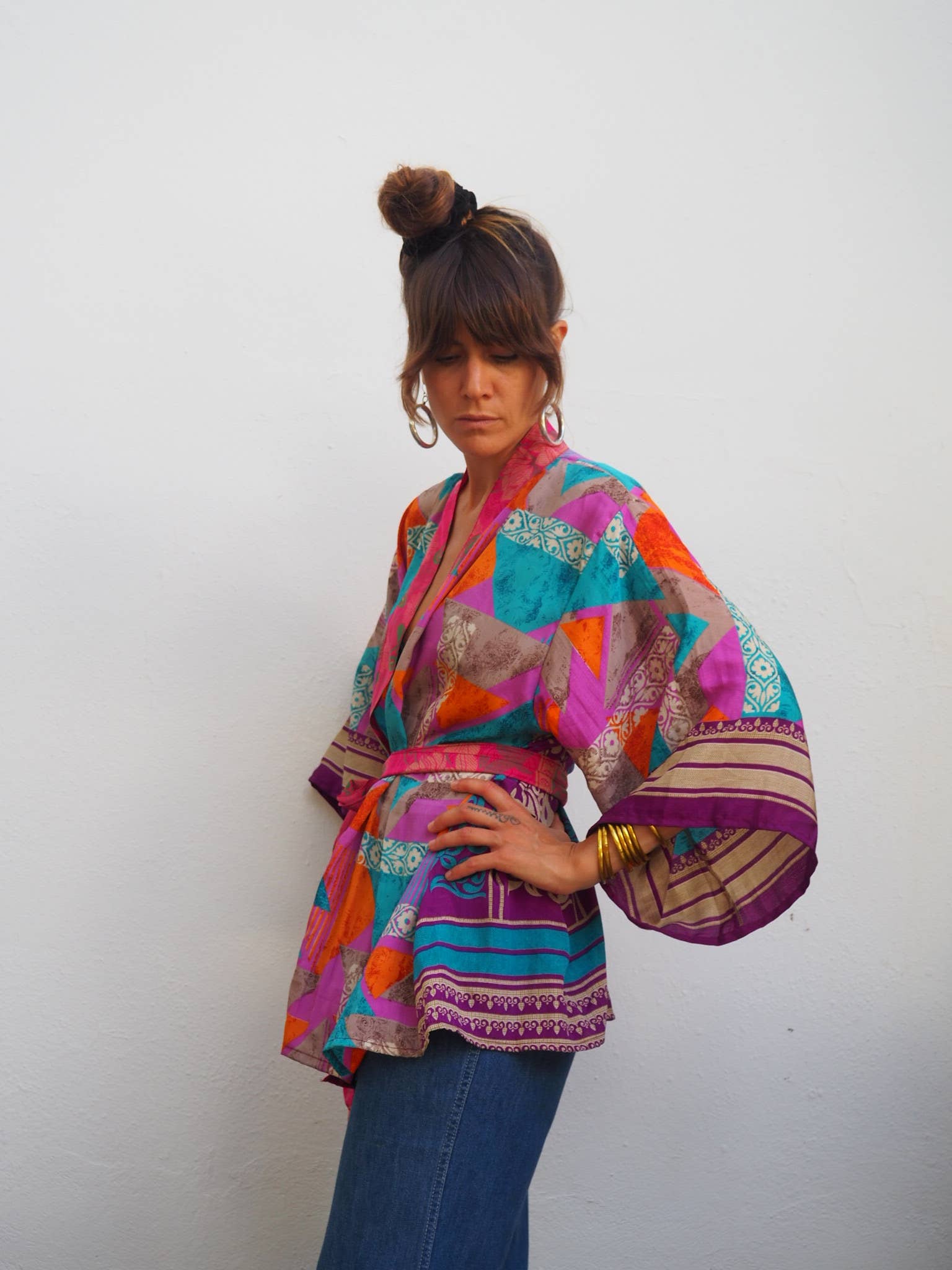 Vagabond Ibiza - Wholesale Kimono - Women's - The Kardash Kimono Short – Up-cycled Vintage Sari Kimono 22