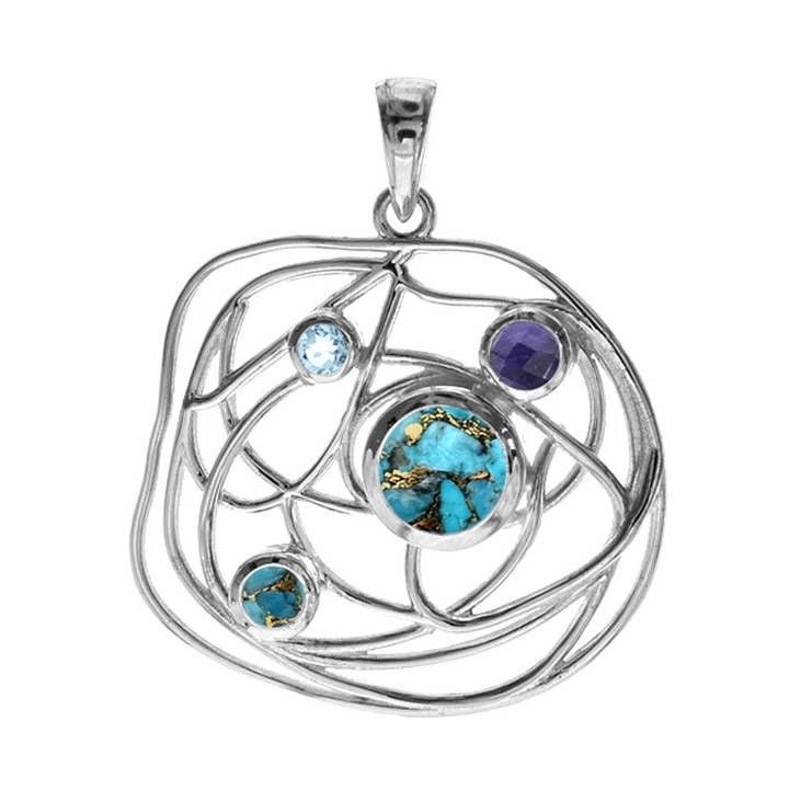 Lexi suspension filaire mélange bleu foncé pour la vente par Kali Ma Designs - Sterling Silver Jewellery