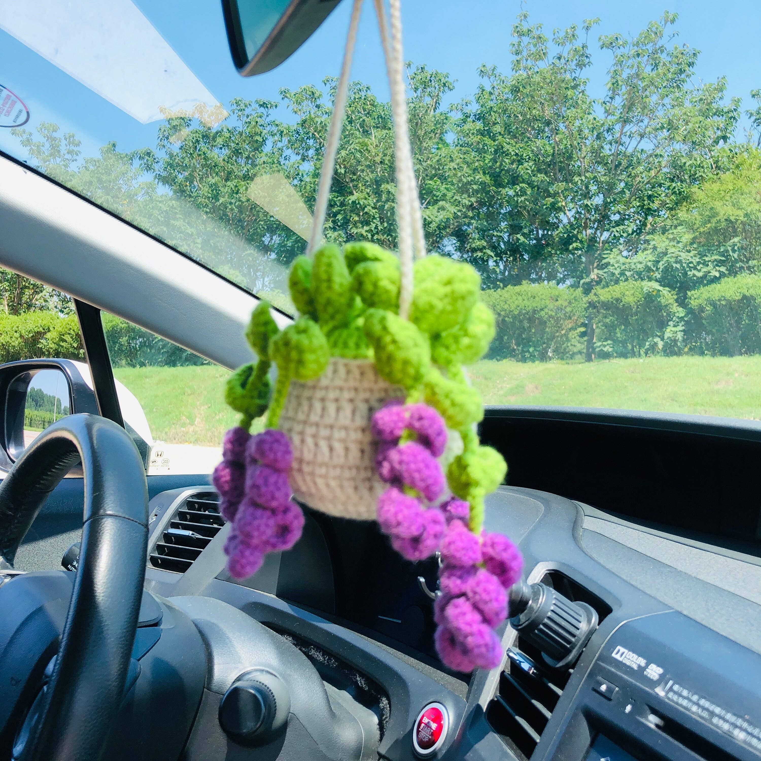 Anh2 LTD - Wholesale Car Decorative Charm - Women's - Cute Crochet Lavender Plant Car Mirror Hanging Pendant Decor1