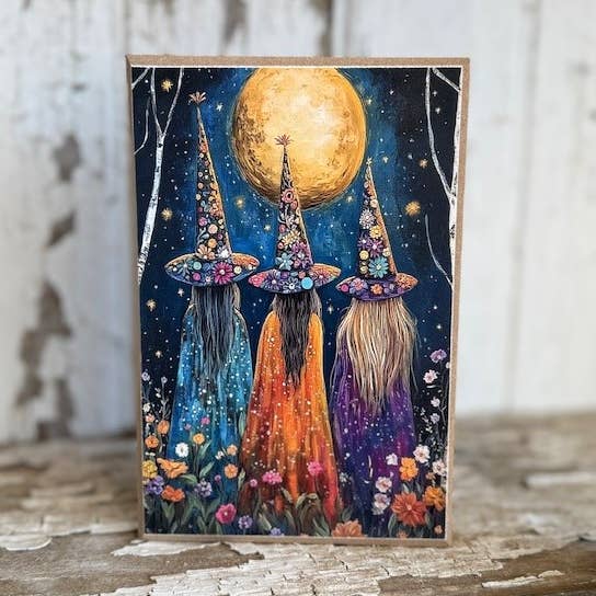 HMK945B Colorful Witch Sisters Block for wholesale by JanMichaels Art & Home