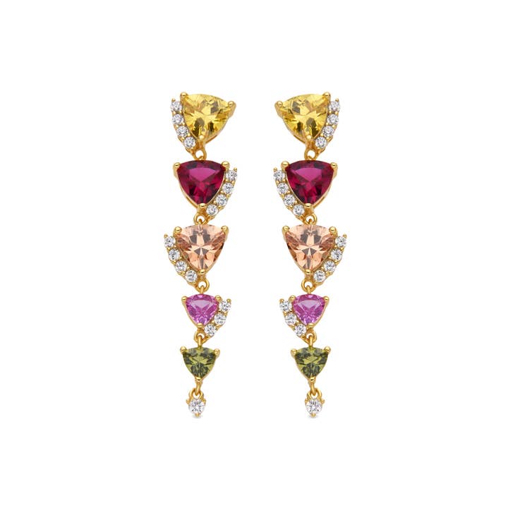 Pendientes Luxenter de Plata de Ley 925 y Circonita Multicolor acabado oro 18k - Tamek for wholesale by Luxenter