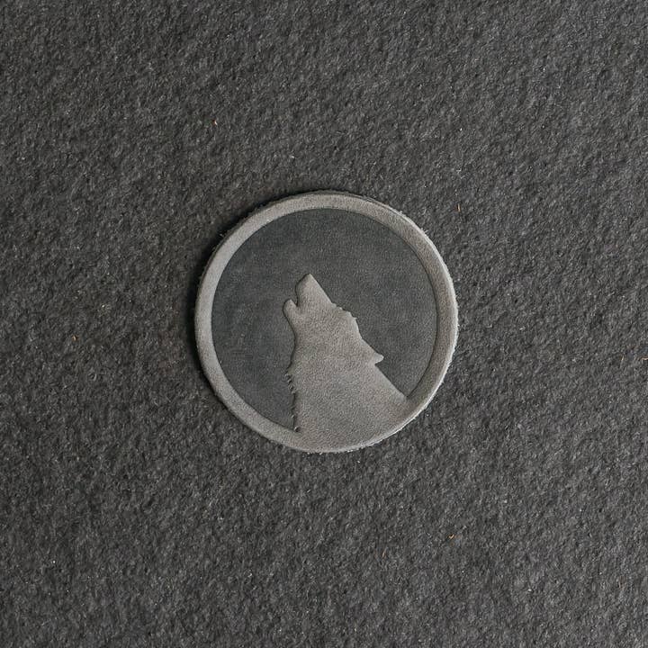 Wolf Leather Patches with Optional Hook and Loop Fastener for wholesale by Ox & Pine