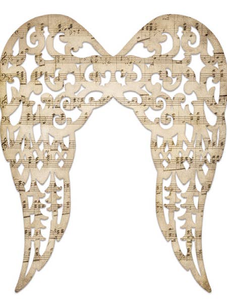 24"H X 20"L FILIGREE ANGEL WINGS - MUSIC: BEIGE/DARK BROWN - MD1540E6 for wholesale by General Wholesale Inc