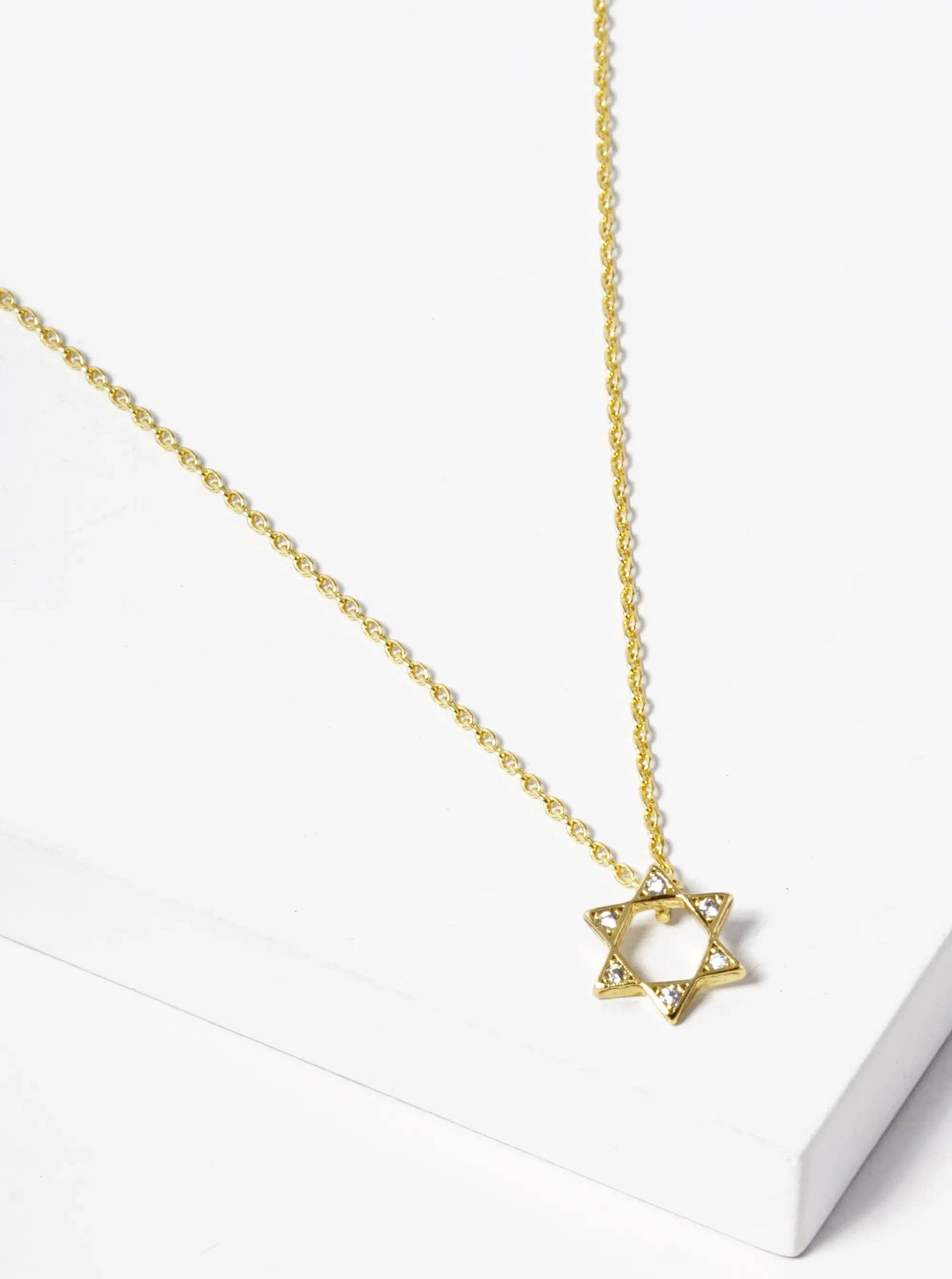Wild Honey - Wholesale Pendant/Charm Necklace - 18K Gold Dipped Cz Pave Star Of David Pendant Necklace0