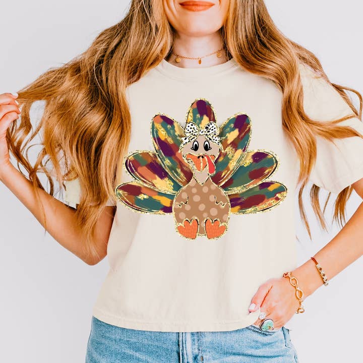 Brush Stroke Turkey on Ivory Comfort Colors for wholesale by Sunfire Tees