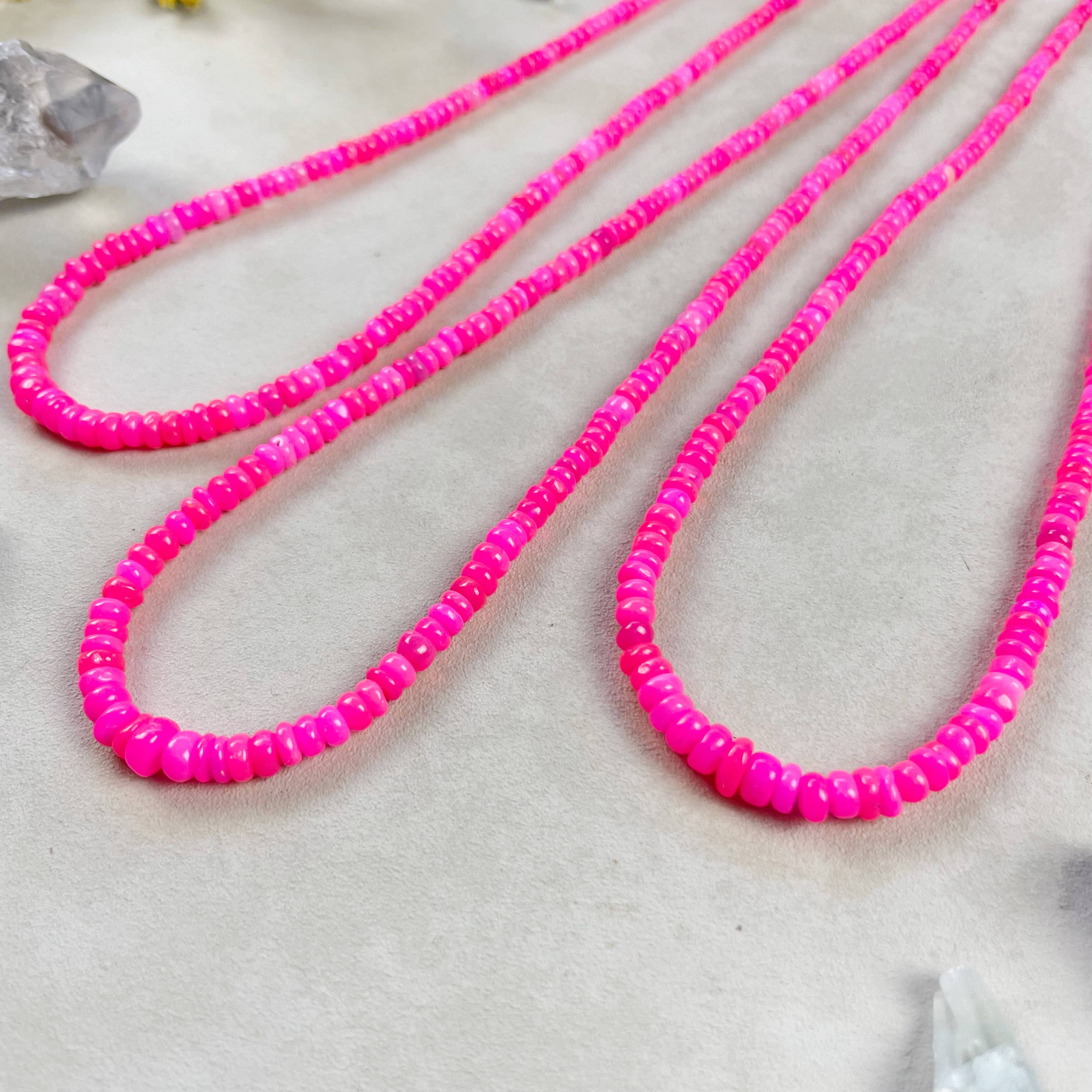 Ewelina Pas Jewelry - Wholesale Beaded/Pearl Necklace - Igni// Hot Pink Fire Opal Heishi Beaded Necklace5