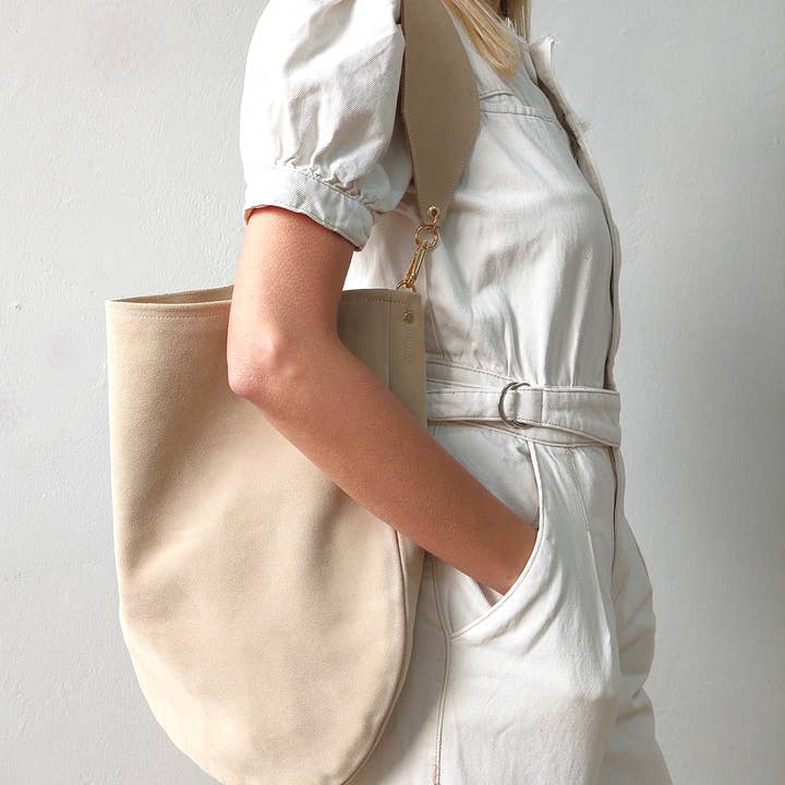 ANA KOUTSI - Wholesale Shoulder Bag - Women's - Anna soft suede bag in beige1