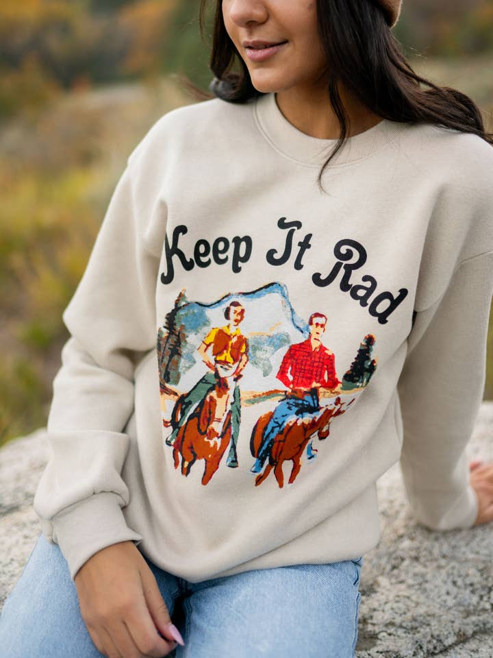 KEEP IT RAD graphic cowgirl Sweatshirt for wholesale by Indy Brand
