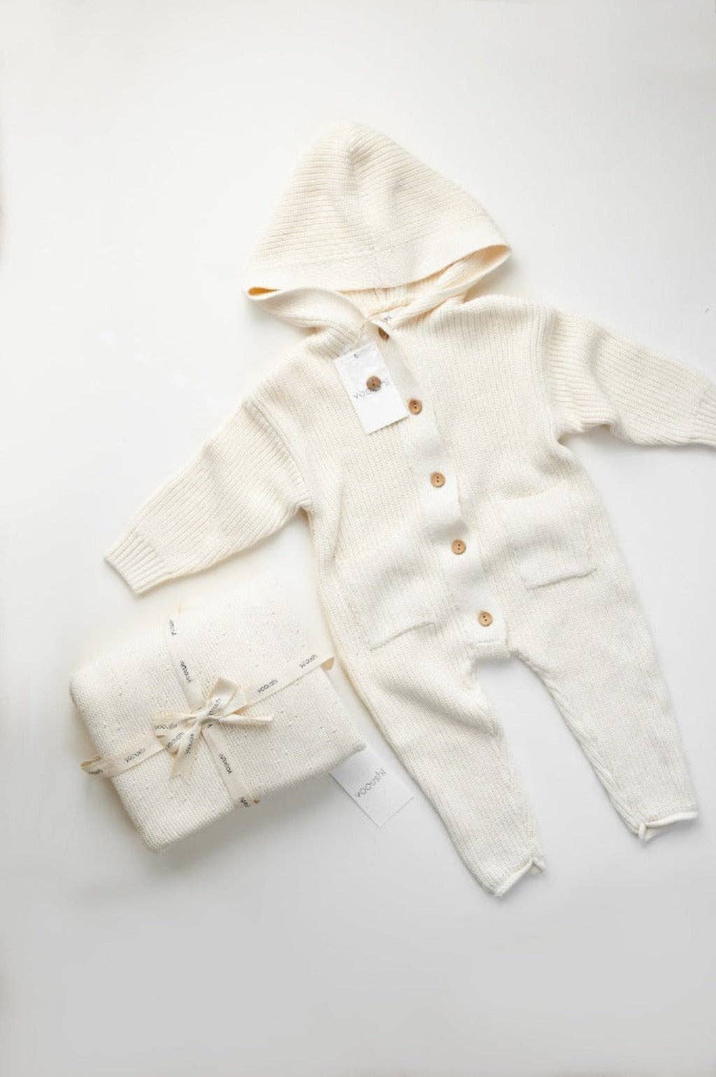 Yooushi - Wholesale Jumpsuit - Baby - Cloud Cream Hooded Knit Playsuit12