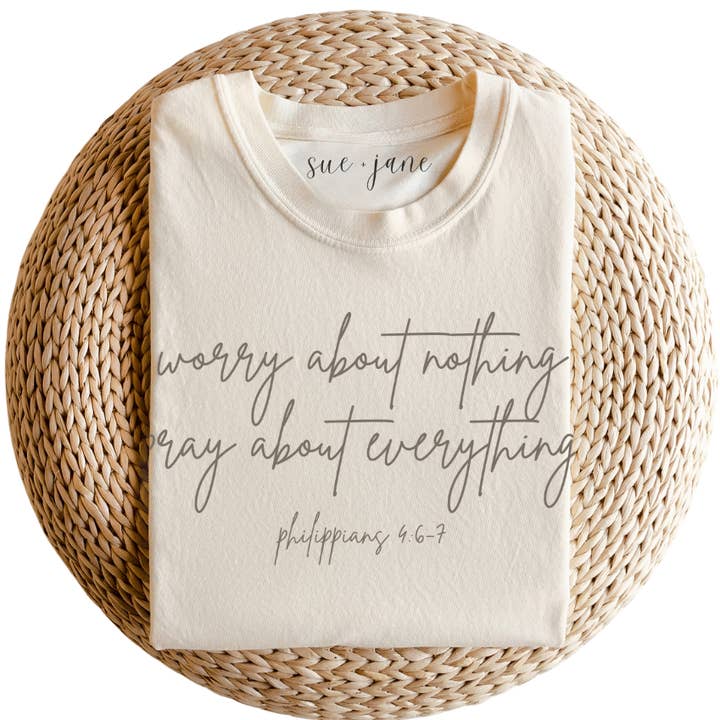 Philippians 4:6-7 Organic Cotton Tee for wholesale by Sue + Jane