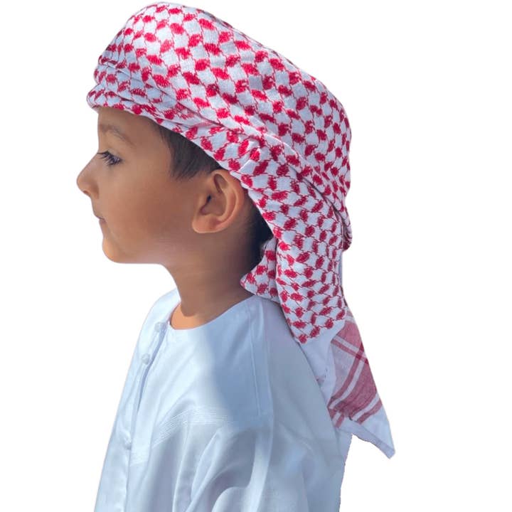 MY LITTLE JUBBA - Wholesale Kids Hat - Kids - Kids Ready Made Red & White Arab Hat Shemagh Keffiyeh