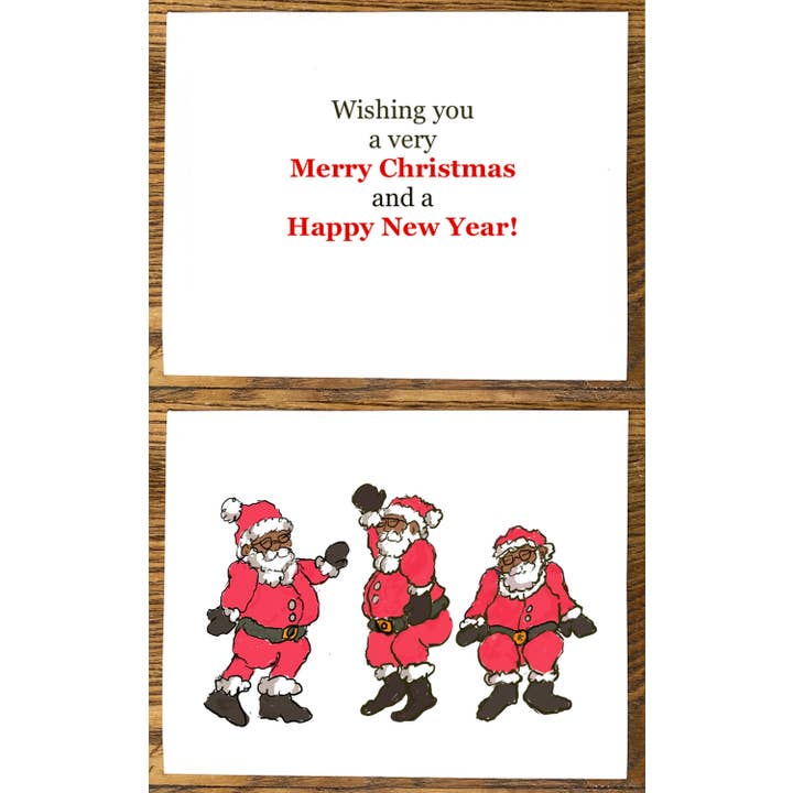 Christmas: Dancing Santas (African American) for wholesale by Cards by Charlot