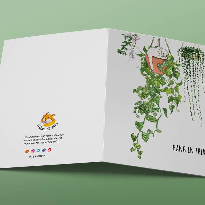 Liyana Studio – Engroshandel Tænker på dig kort – Hængende plante kat - tænker på dig kort2