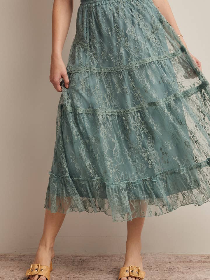 Tiered Lace Midi Skirt FSK0009 for wholesale by Forte