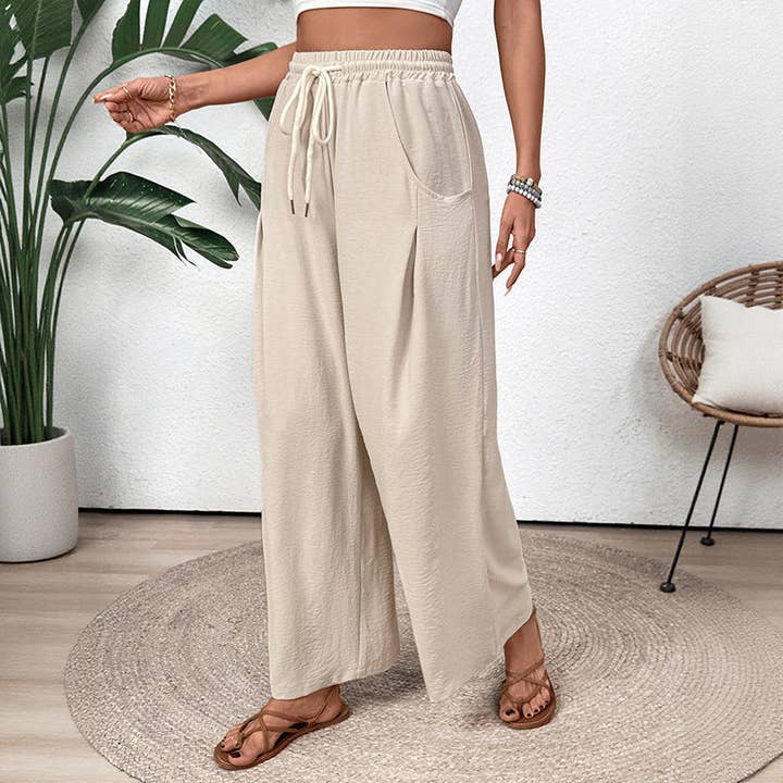 Apricot 2025 Spring/Summer Casual Pocket Elastic Straight Leg Pants for wholesale on Faire