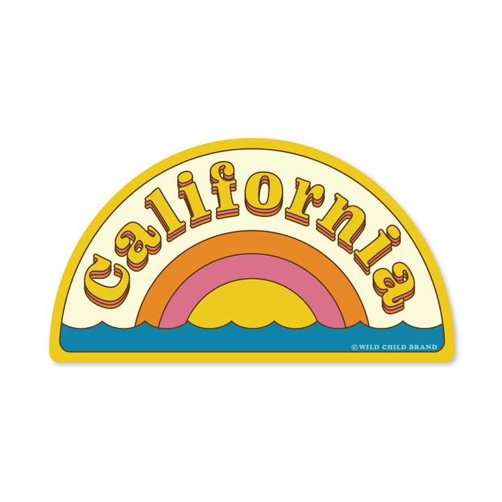 California Sticker | Retro Pacific Coast Sunshine Decal for wholesale by Wild Child Brand