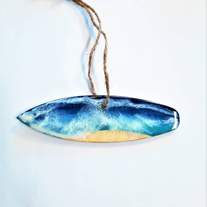 JEMS of the Sea - Wholesale Ornament - Surfboard Ornament - Handmade Resin & Wood Ornament
