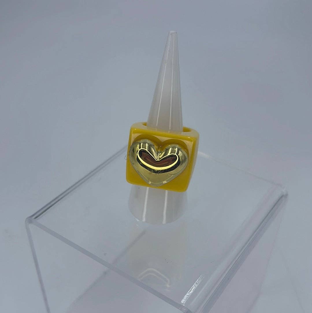 E ACCESORIES JEWERLY - Vente Bague de cocktail/de cérémonie - Bague épaisse en plastique Big Heart0