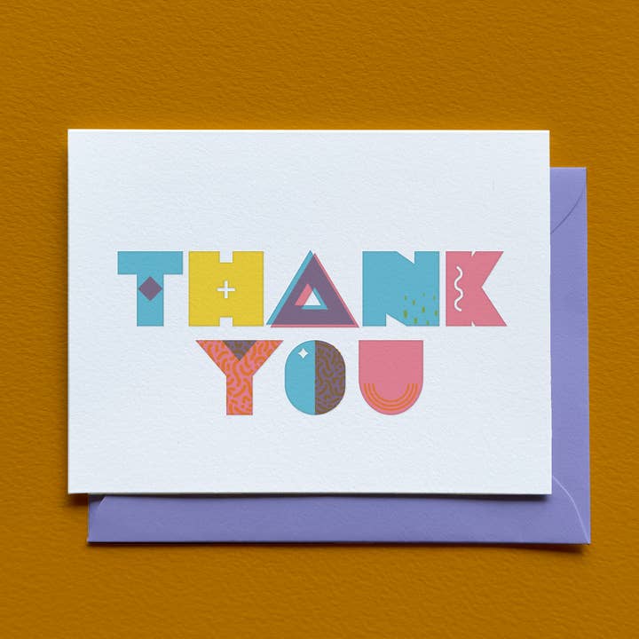 Memphis Thank You Card for wholesale by Laughing Owl Press Co.
