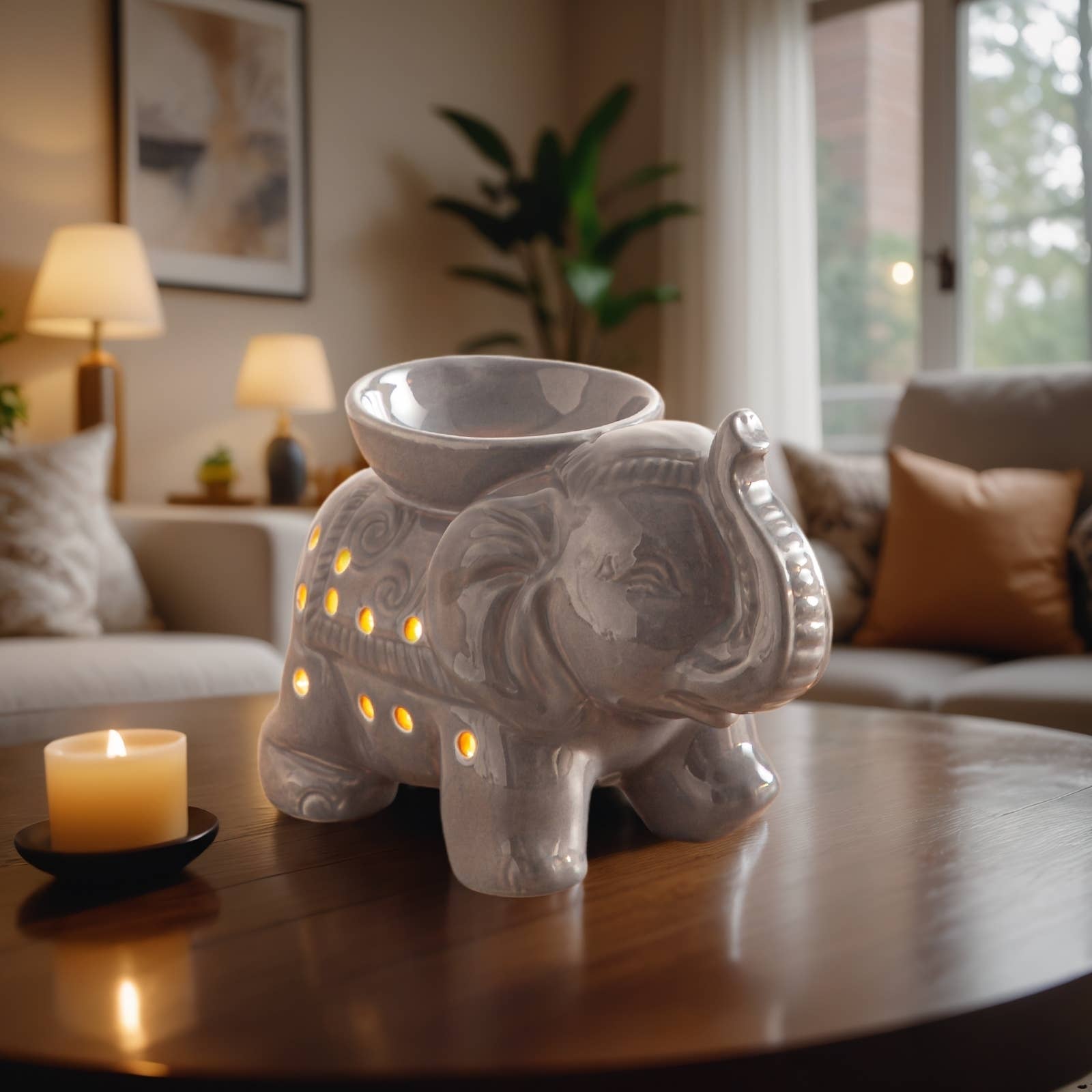 Zen'Arôme - Vendita all'ingrosso Portacandele - Bruciatore olio fondente cera profumata elefante Tandor grigio17