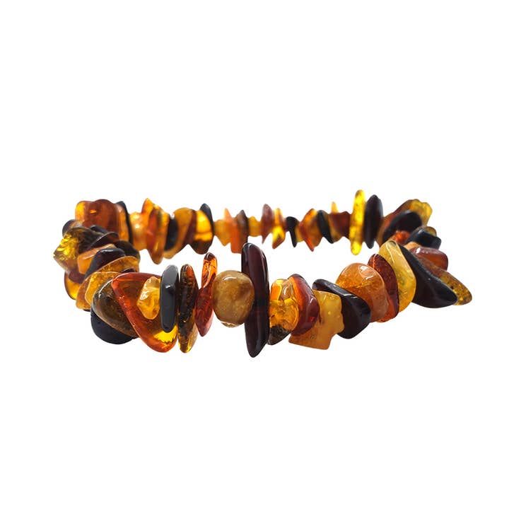 Amberman - Vente Bracelet de perles - Bracelet extensible en ambre brut multicolore1