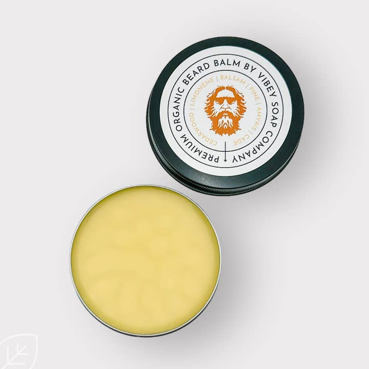 Woodsman - Organic Beard Balm - Pine, Cedarwood & Cade - 4oz. for wholesale by Vibey Soap Company