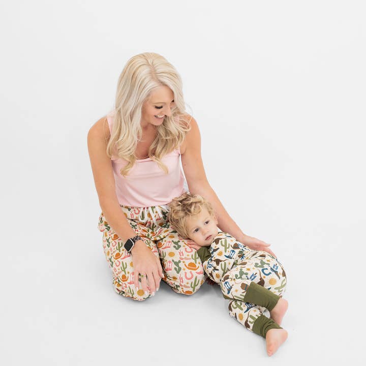 Pink Multi Hey Y'all Western Bamboo Relaxed Lounge Pajama Pants for wholesale on Faire3