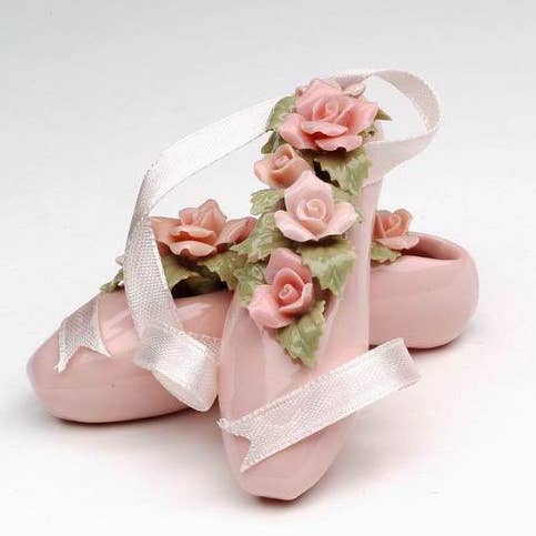 Nutcracker Ballet Gifts - Vendita all'ingrosso Statuette decorative - Pantofole da balletto con pointe in porcellana con fiori pastello, 5 cm