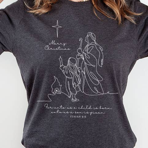 Camiseta con estampado navideño Unto Us A Child Is Born para venta al por mayor de Select Apparel