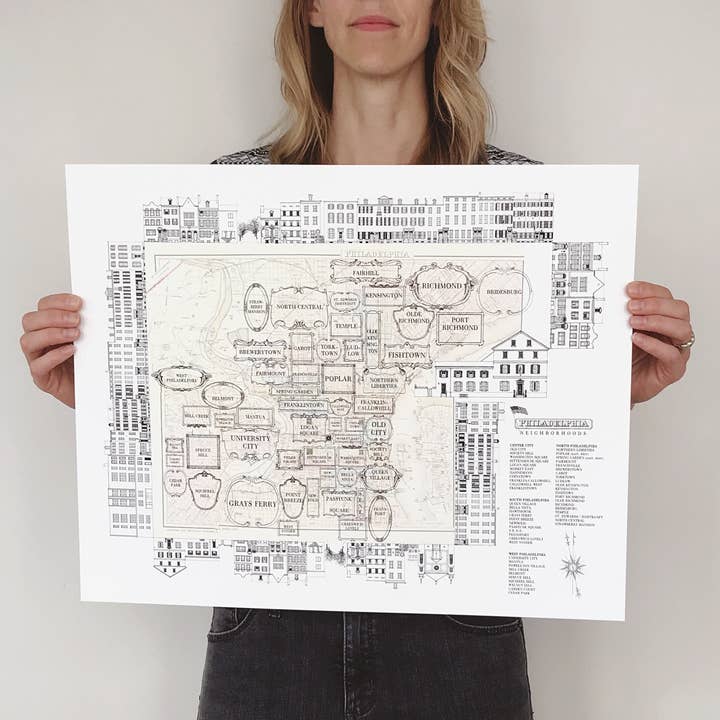 Turn-of-the-Centuries - Venta al por mayor Ilustración - IMPRESIÓN ARTÍSTICA DEL MAPA DE LOS BARRIOS DE PENSILVANIA6