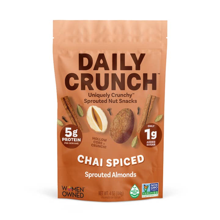 Limited Time Only! Spiced Chai Sprouted Nuts, 4oz Pantry Bag for wholesale by Daily Crunch