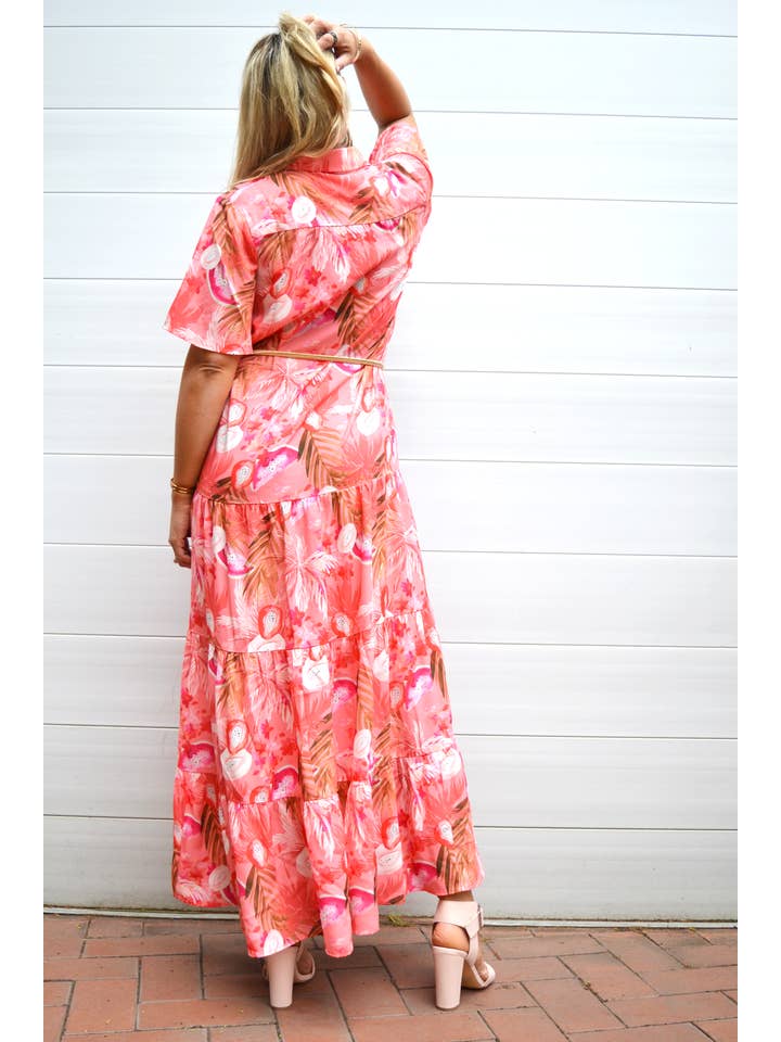 Ostara Collection - Wholesale Dress - Women's - Pink Paradise Maxi Shirt Dress6