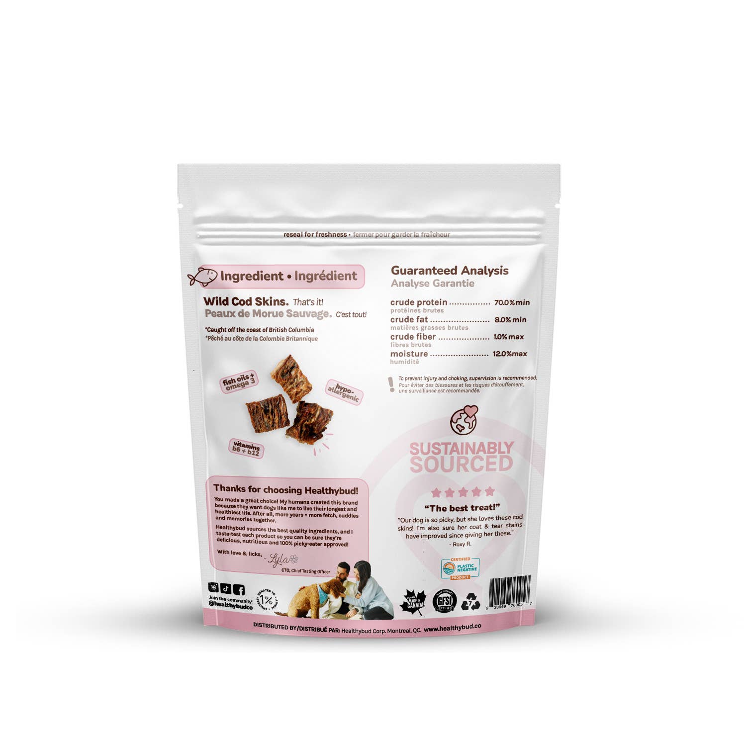 Healthybud - Wholesale Pet Treats - Dog - Healthybud's Single-Ingredient Cod Skin Cube Dog Treats1