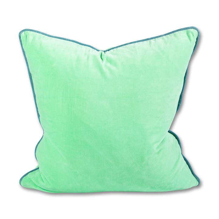 Charliss Velvet Pillow - Mint + Aqua - Case only for wholesale by Furbish Studio