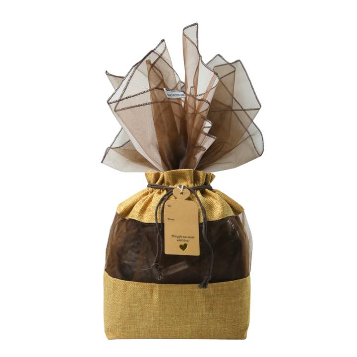 Beauty Blisss - Wholesale Gift Bag - Bamboo Cotton Gift Bag MEDIUM, Light Brown, Tag, 2 Wraps