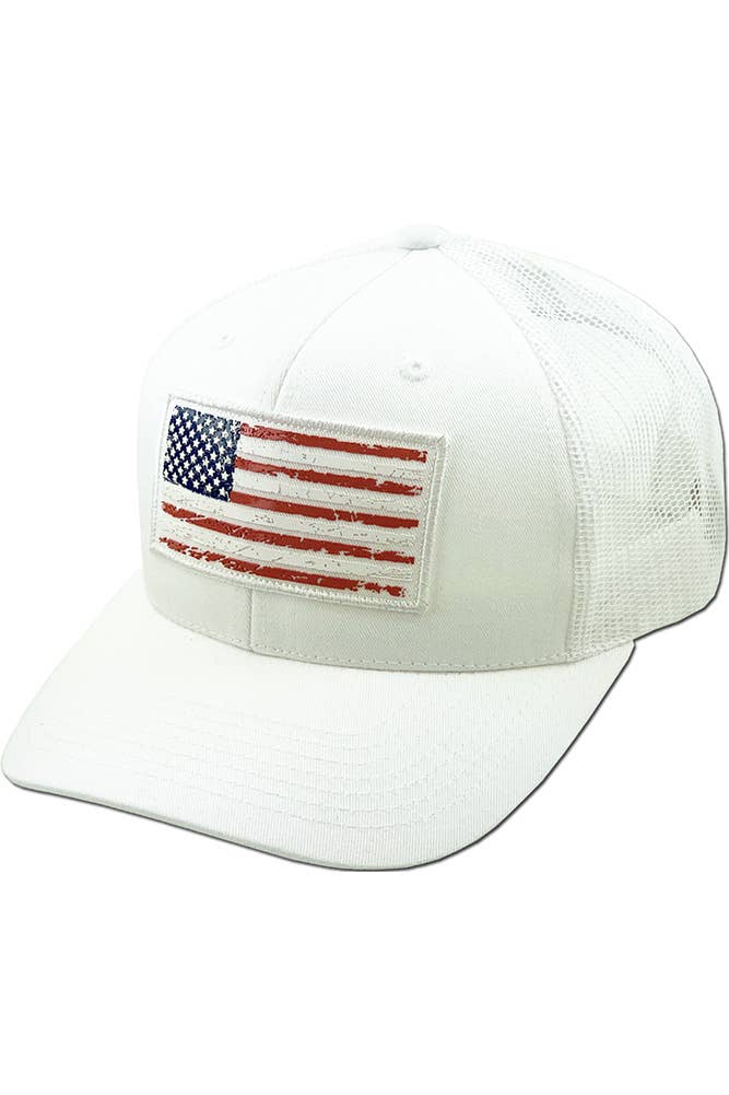 Hana - Wholesale Trucker Hat - Women's - Flag Flat UV Print Patch Mesh Back American Flag Ballcap12