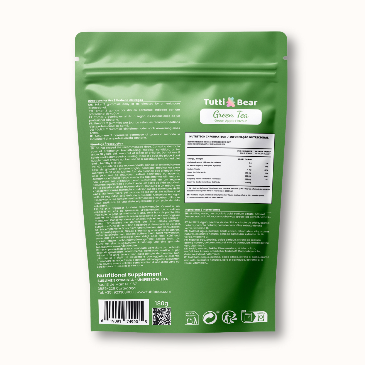 TUTTI BEAR - Wholesale Oral Supplement/Vitamin - Green Tea Energy Gummies1