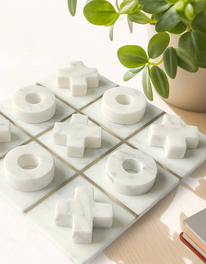 DesignStyles Home - Wholesale Board Game - Becki Owens Decorative White Marble Tic Tac Toe1
