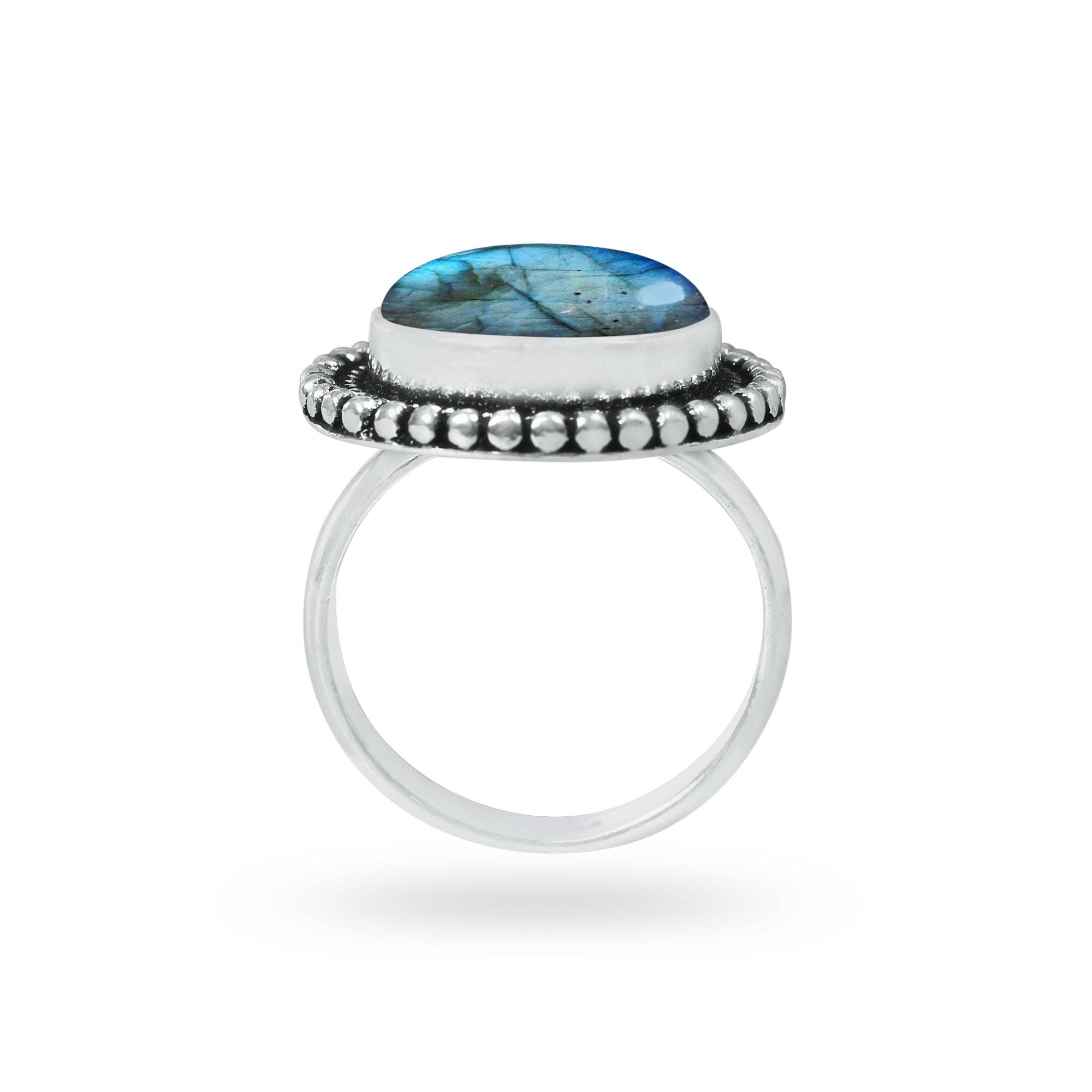 Handmade Jewels – Anel de cocktail/declaração por atacado – Anéis de Labradorite – Prateados, Feitos à Mão, Cintilantes Cinza-Azul (Tamanhos EUA 6–10, Não Ajustáveis)4