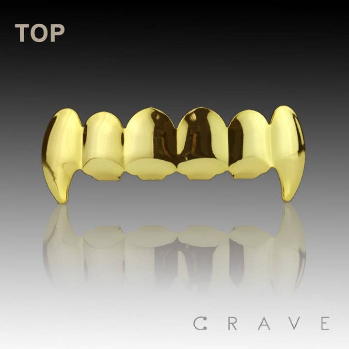 CRAVE - Wholesale Jewelry - Men's - VAMPIRE FANG GOLD 6 TEETH TOP&BOTTOM HIP HOP GRILLZ