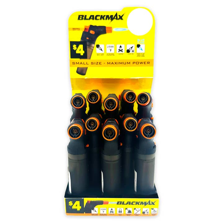 Novelty Brands - Wholesale Lighter - BLACK MAX REFILLABLE TORCH LIGHTER- 10/DISPLAY
