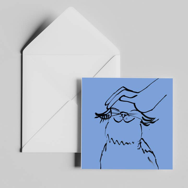 Happy Cat Greetings Card for wholesale by Megan Metcalf Studio