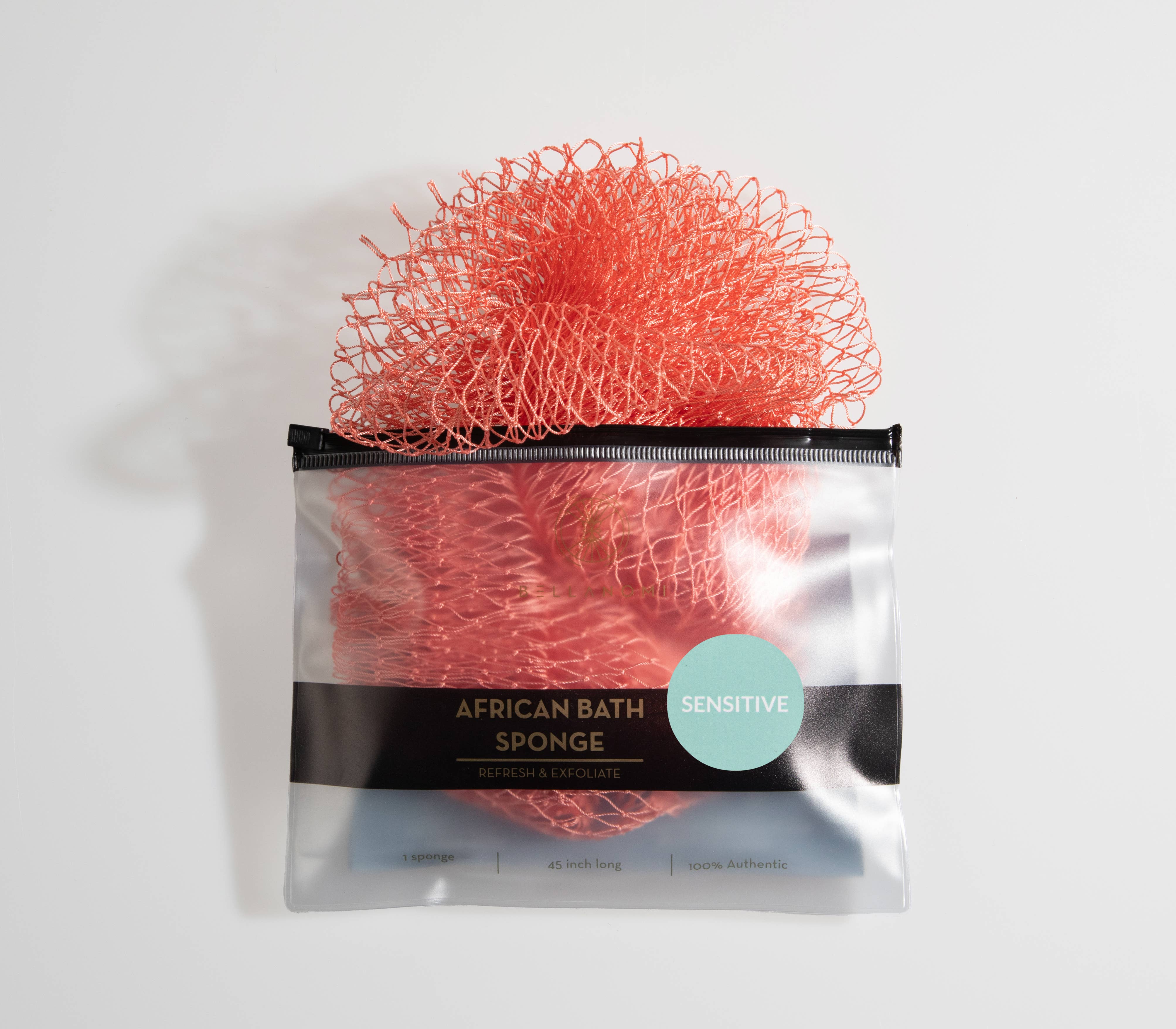 Bellanomi Skincare - Vendita all'ingrosso Spugne da bagno morbide e a rete - Spugna esfoliante africana in rete (per pelli sensibili) 114 cm4