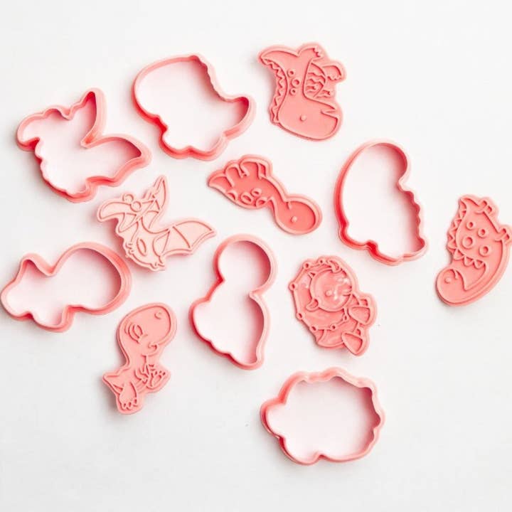 Montessori Mates Pty Ltd - Wholesale Cookie Cutter - Cute Dino Cookie Shape and Stamp Set - 6 pcs