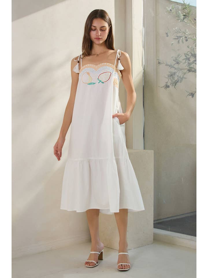 Oddi - Wholesale Dress - Women's - Plus Fruit Medley Embroidery Poplin Midi Dress3