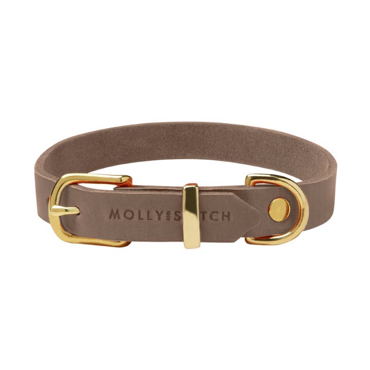 Collier pour chien en cuir beurre - Taupe pour la vente par Molly and Stitch