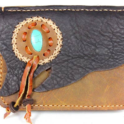 Cowhide Uneven Flap mini Travel Bag With Stone Accent for wholesale by Atlas Goods By Your Needs Company