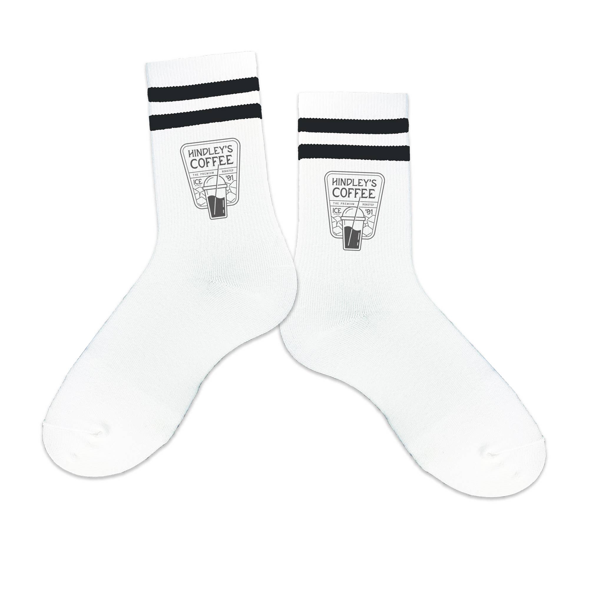 Sockprints - Wholesale Socks - Unisex - Custom Printed White Black/Stripe Ribbed Crew Socks5
