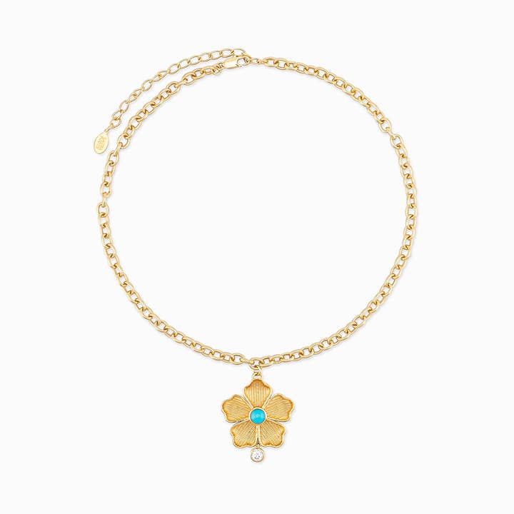 Flower Power Necklace in Sleeping Beauty Turquoise for wholesale by Laura Foote Designs